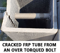 Cracked FRP Composites Square Tube From An Over Torqued Bolt